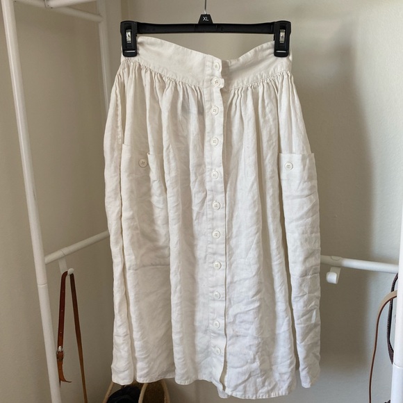 Vintage Dresses & Skirts - Linkage Linen Skirt Knee length